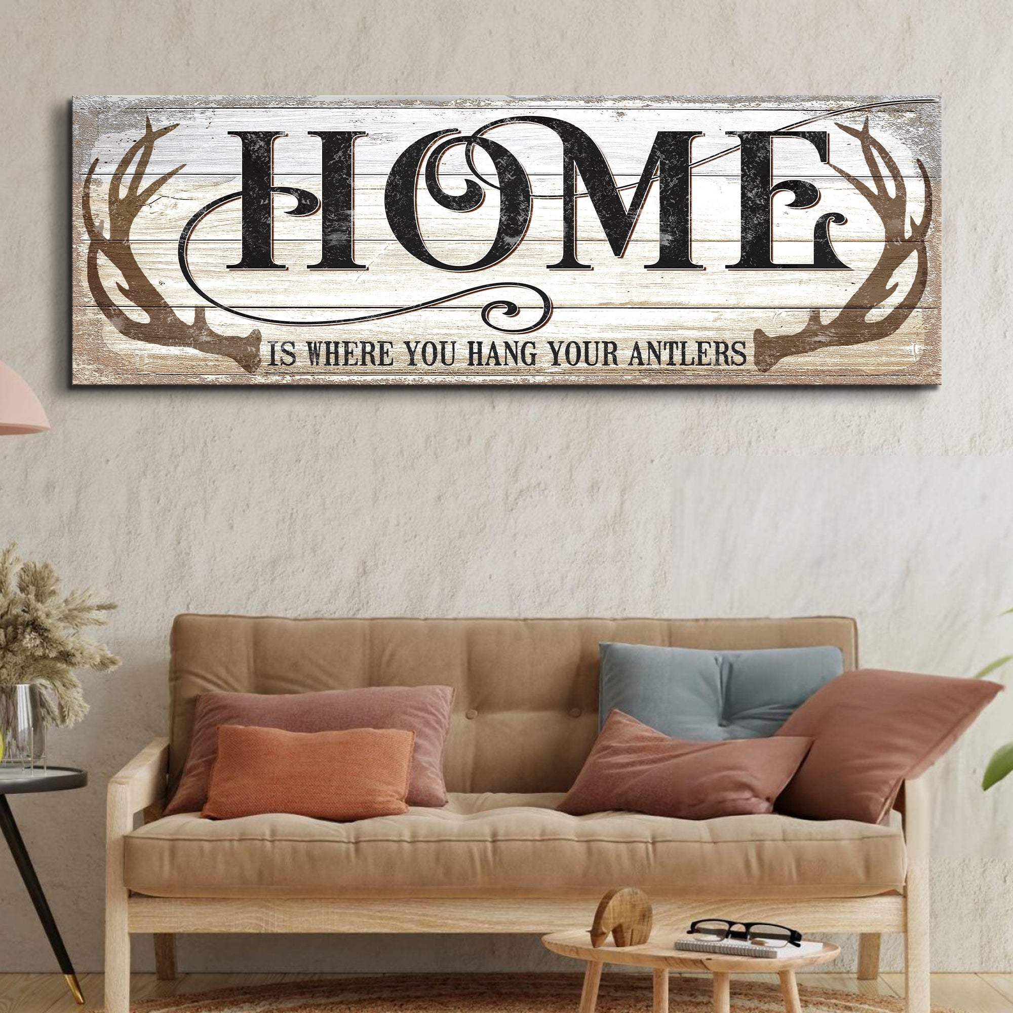 Home Is Where You Hang Your Antlers Sign II on sale at MyriadMart