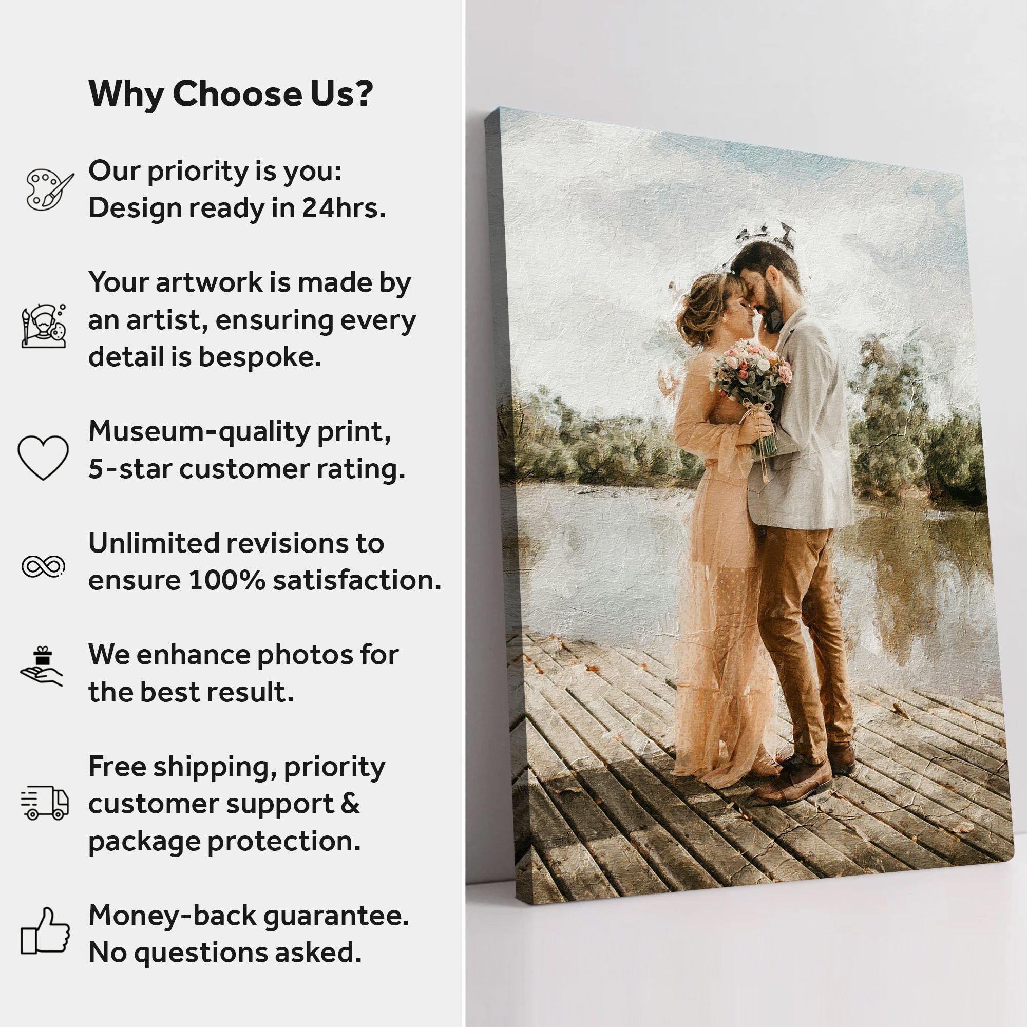 Gift For Spouse Watercolor Portrait Custom Wall Art on sale at MyriadMart