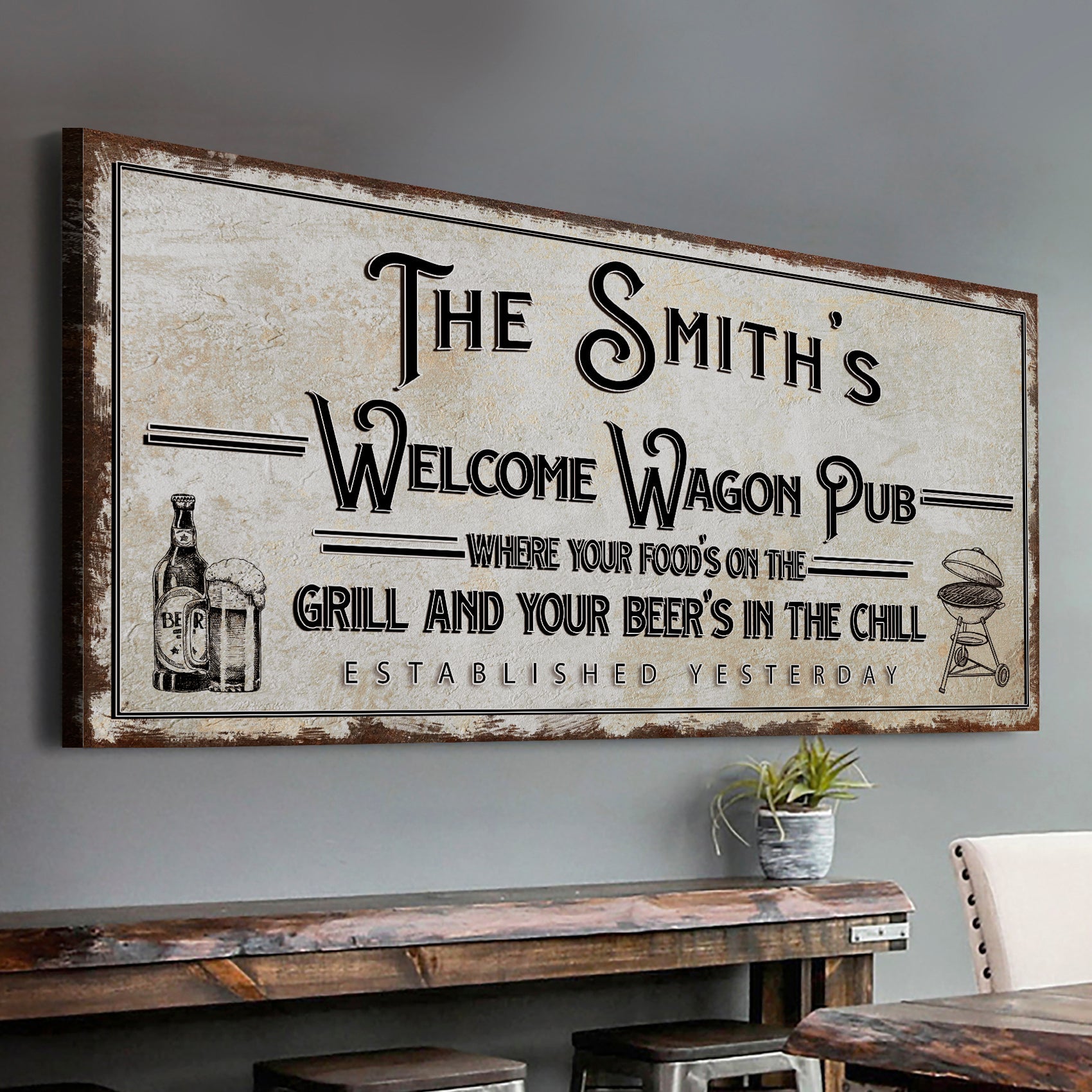 Welcome Wagon Pub Your Beer's In The Chill Sign on sale at MyriadMart