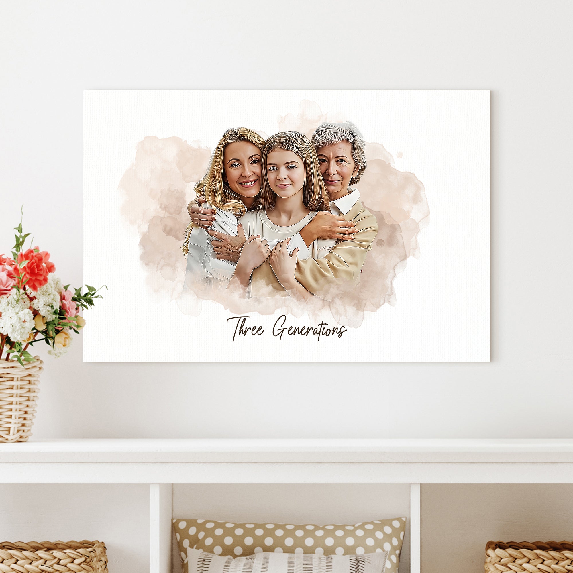 Mother's Day Watercolor Family Portrait Sign on sale at MyriadMart