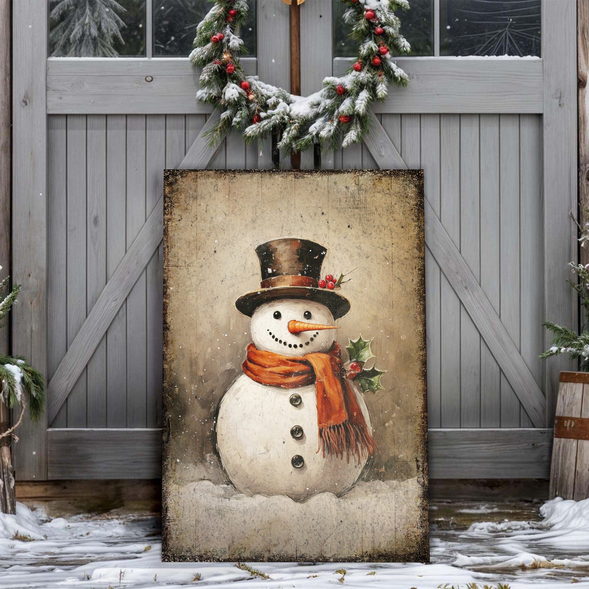 Vintage Snowman Christmas Wall Art IV on sale at MyriadMart