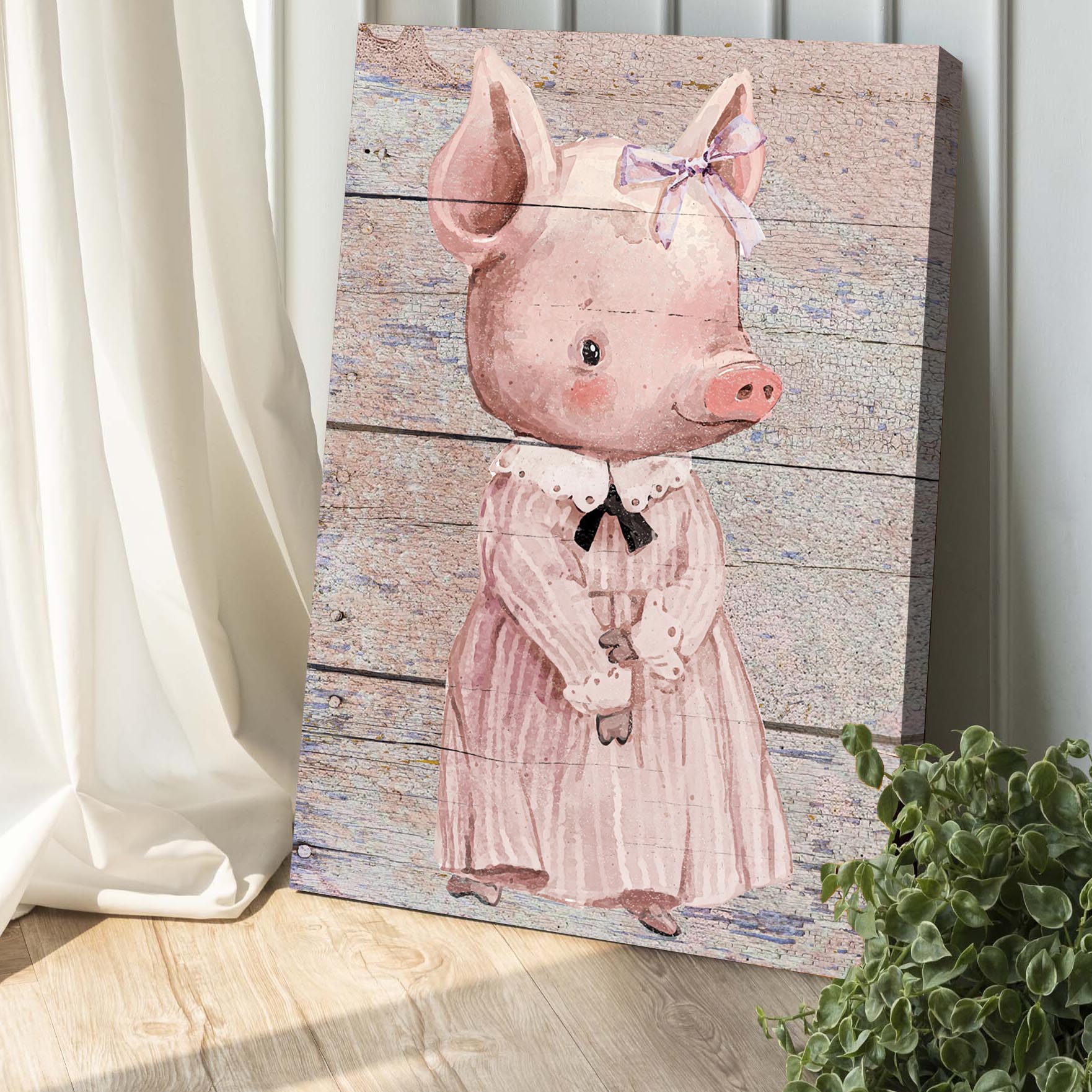 Simple Ribbon Dress Pig Canvas Wall Art on sale at MyriadMart
