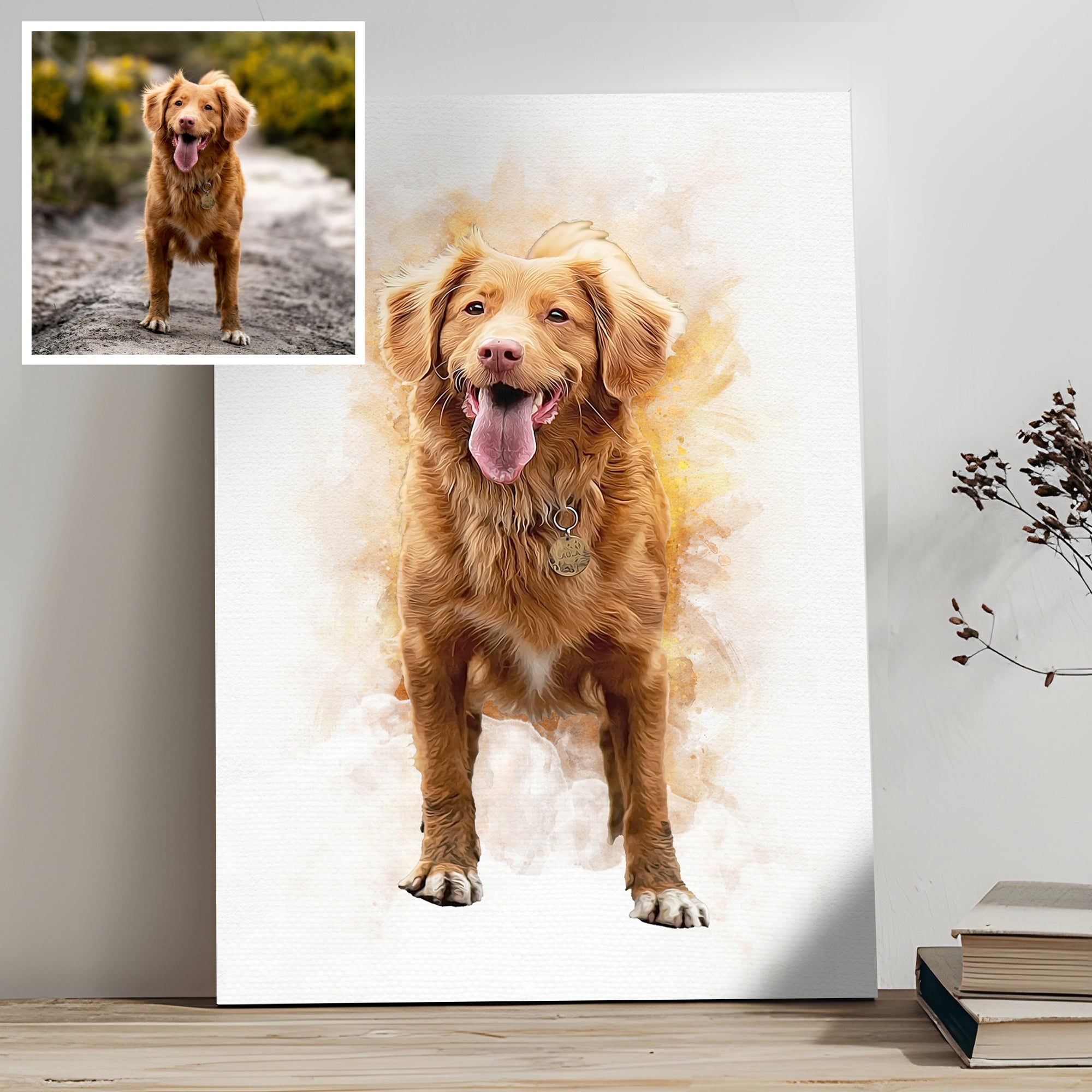 Pet Memorial Portrait Watercolor Sign on sale at MyriadMart