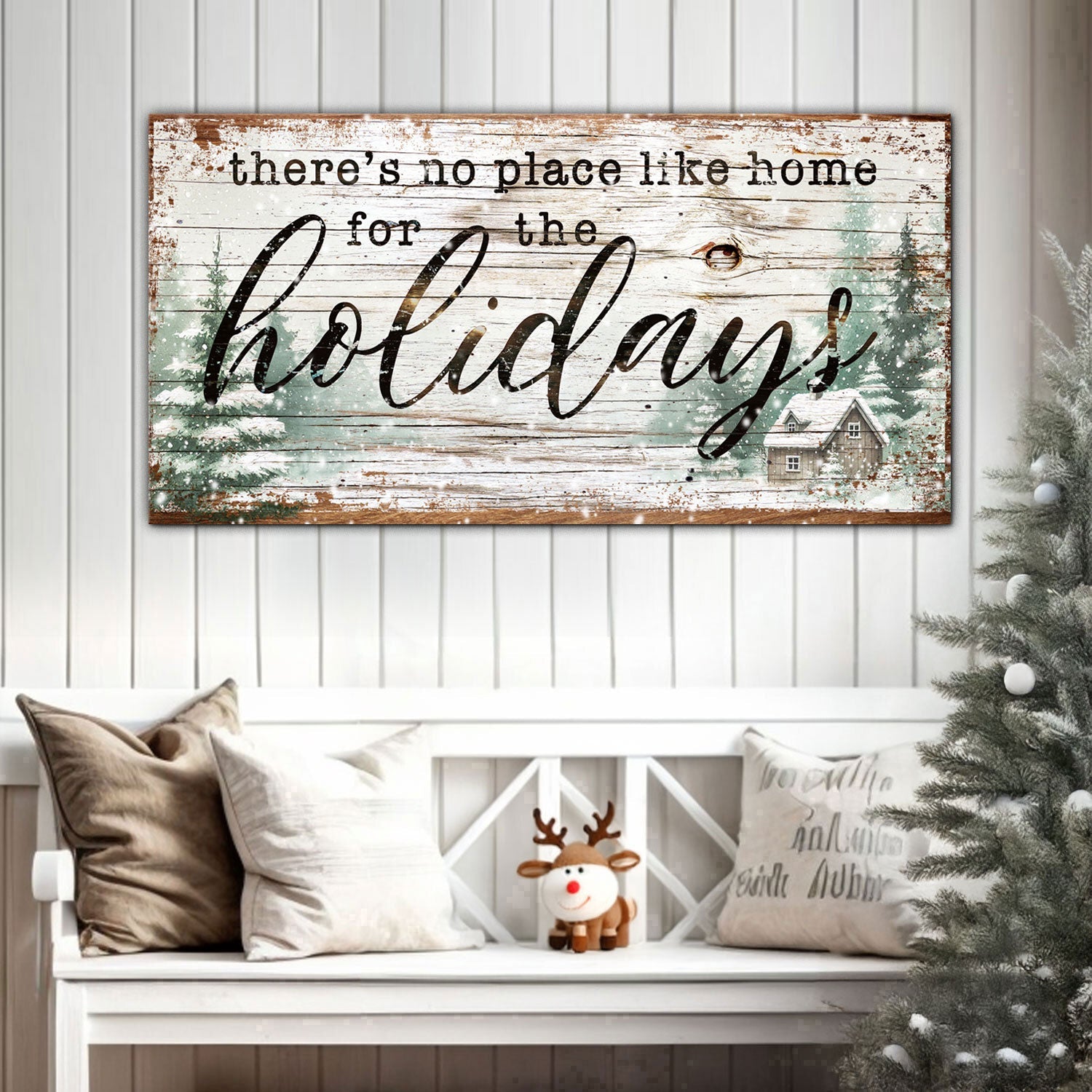 There's No Place Like Home For The Holidays Christmas Sign III on sale at MyriadMart