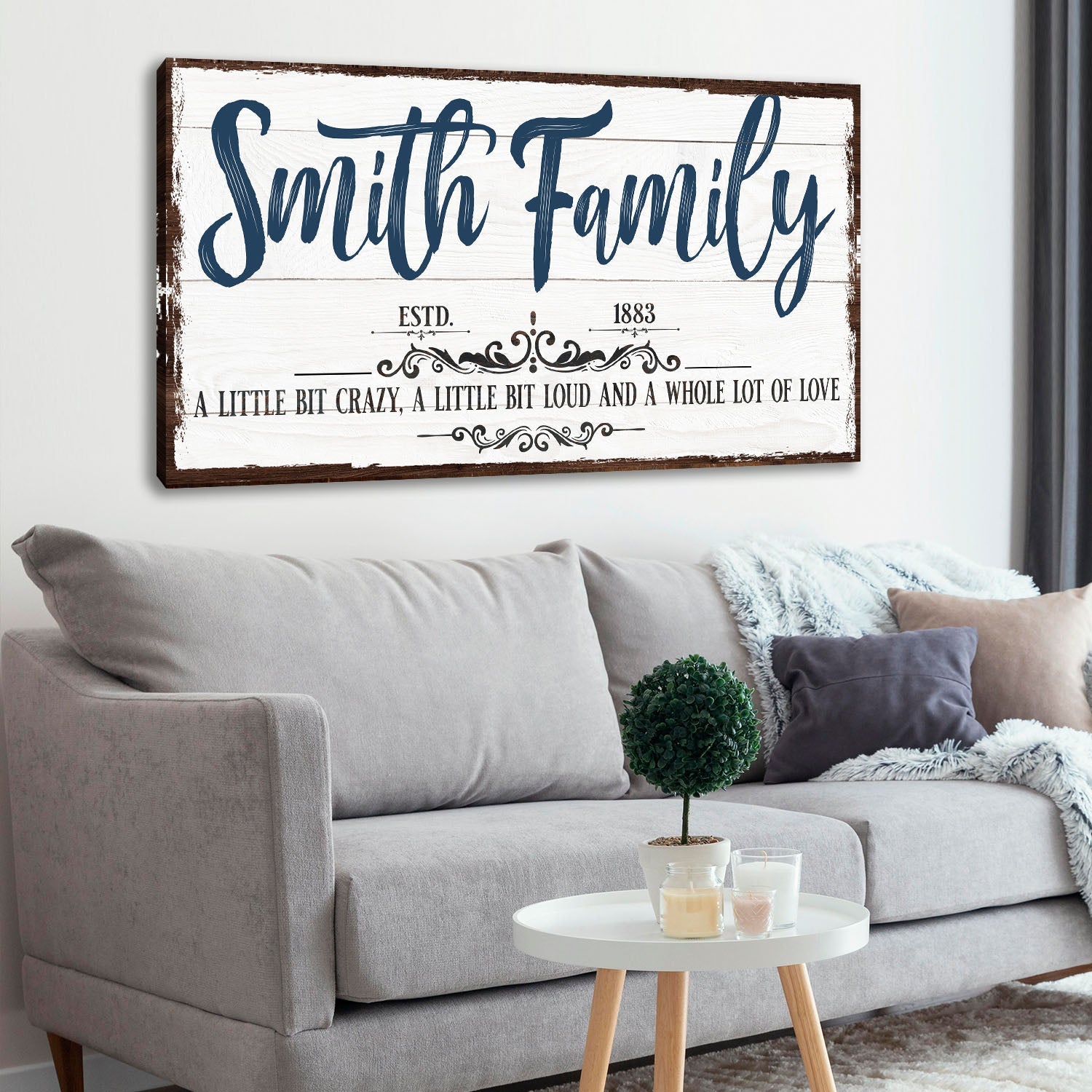 Custom Name Sign Canvas | Personalized Last Name Sign | Family A Little Bit Of Crazy Home Decor | Wedding Anniversary Gift | This is Us Sign ETSY on sale at MyriadMart