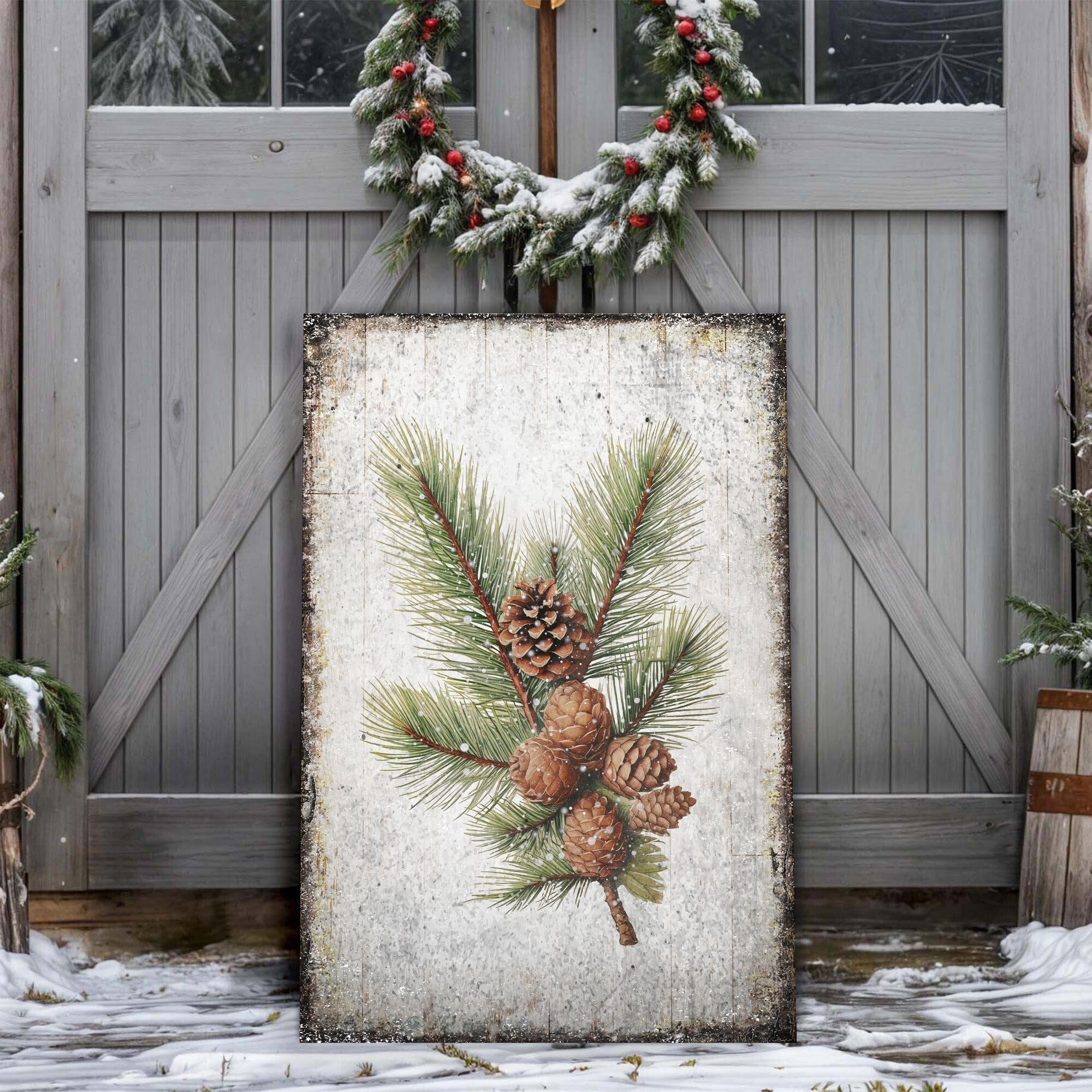 Vintage Winter Pine Cone Christmas Wall Art IV on sale at MyriadMart