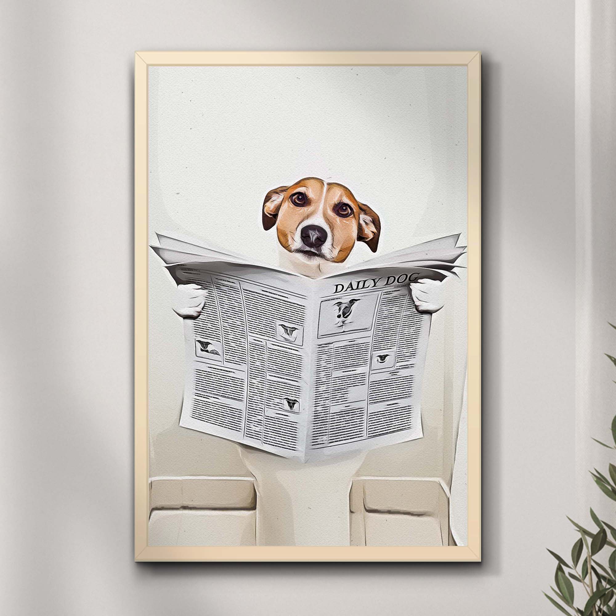 Dog Reading Newspaper Portrait Canvas Wall Art on sale at MyriadMart