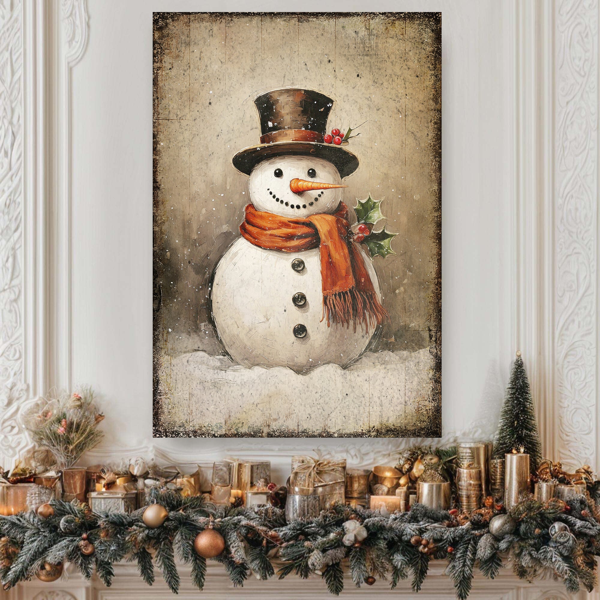 Vintage Snowman Christmas Wall Art IV on sale at MyriadMart