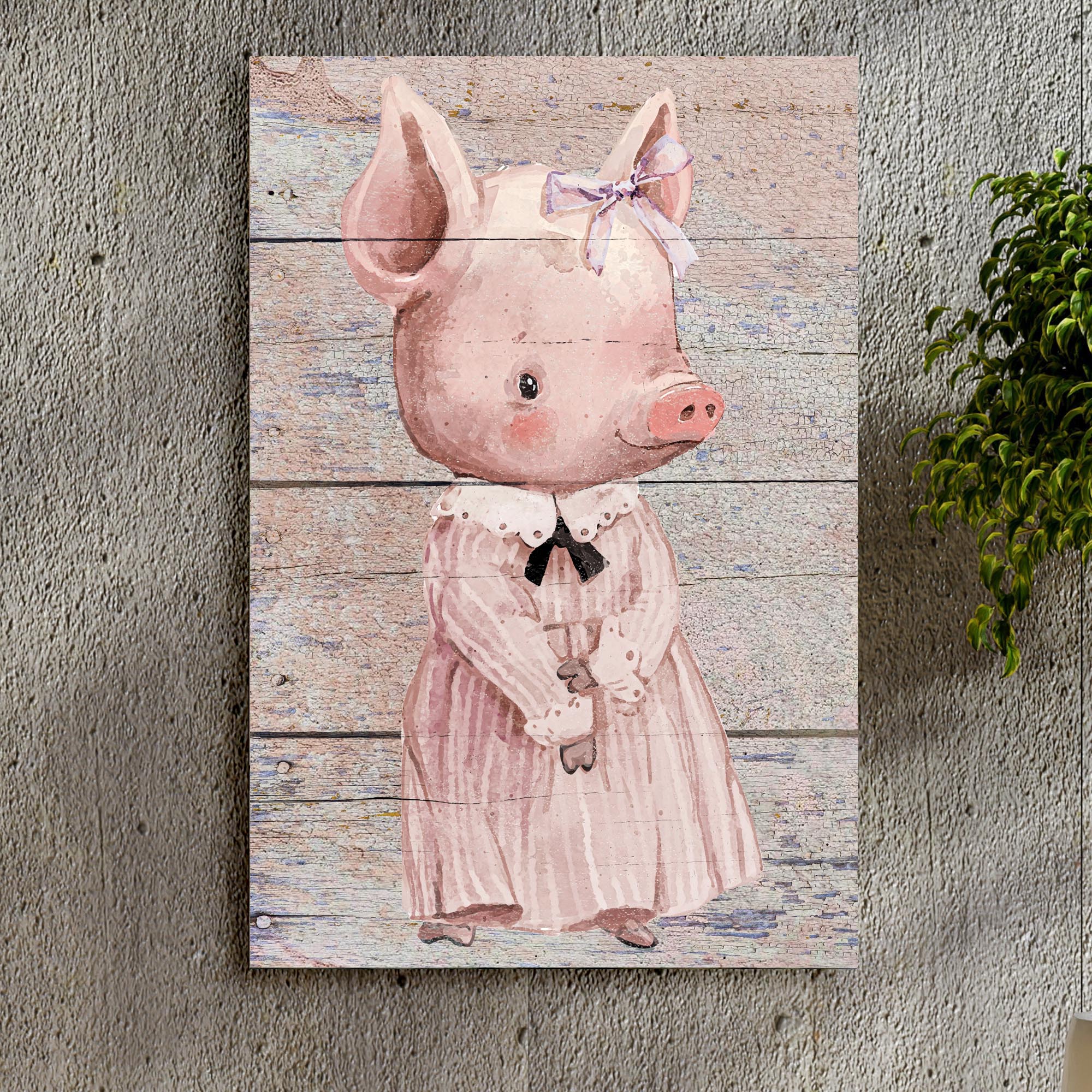 Simple Ribbon Dress Pig Canvas Wall Art on sale at MyriadMart