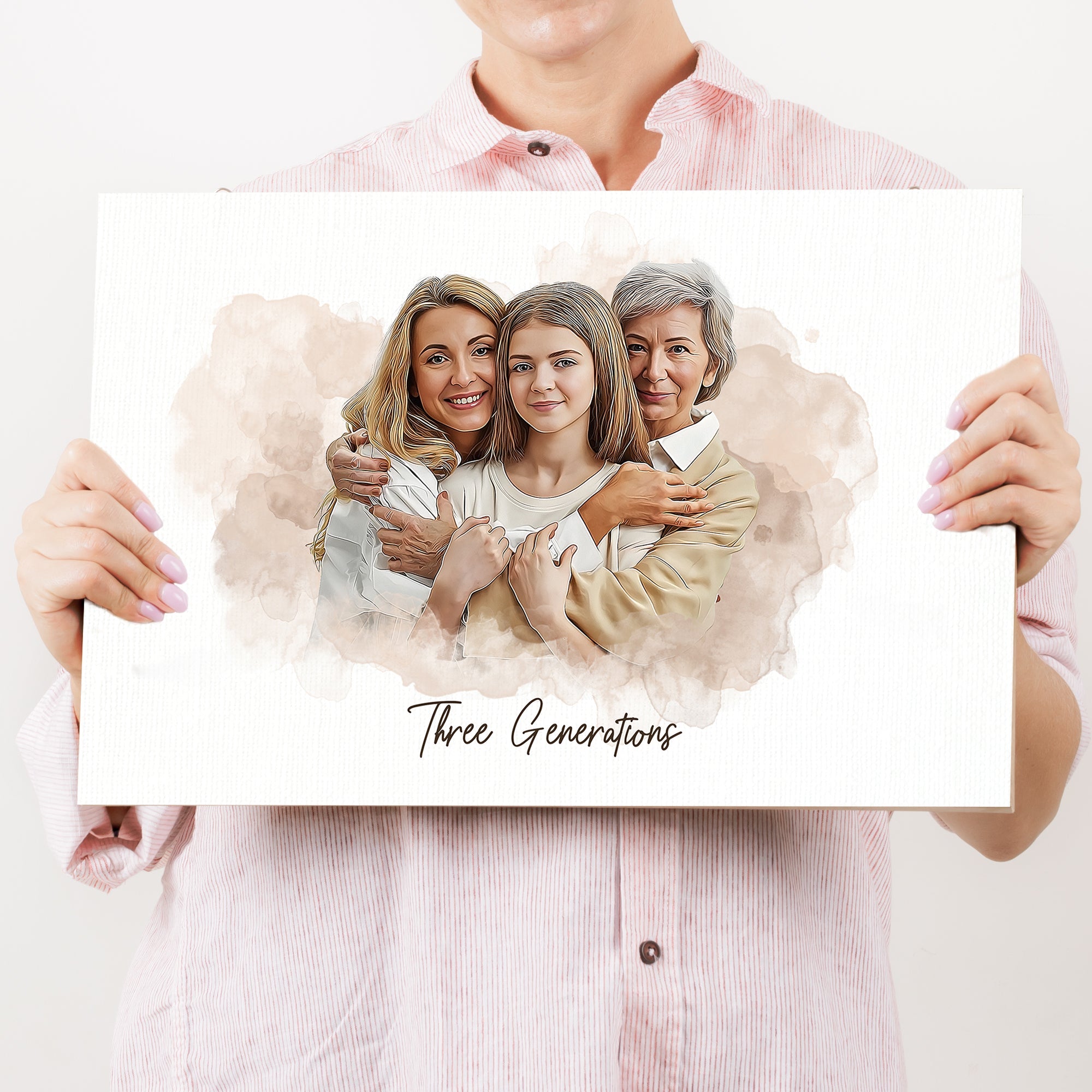 Mother's Day Watercolor Family Portrait Sign on sale at MyriadMart