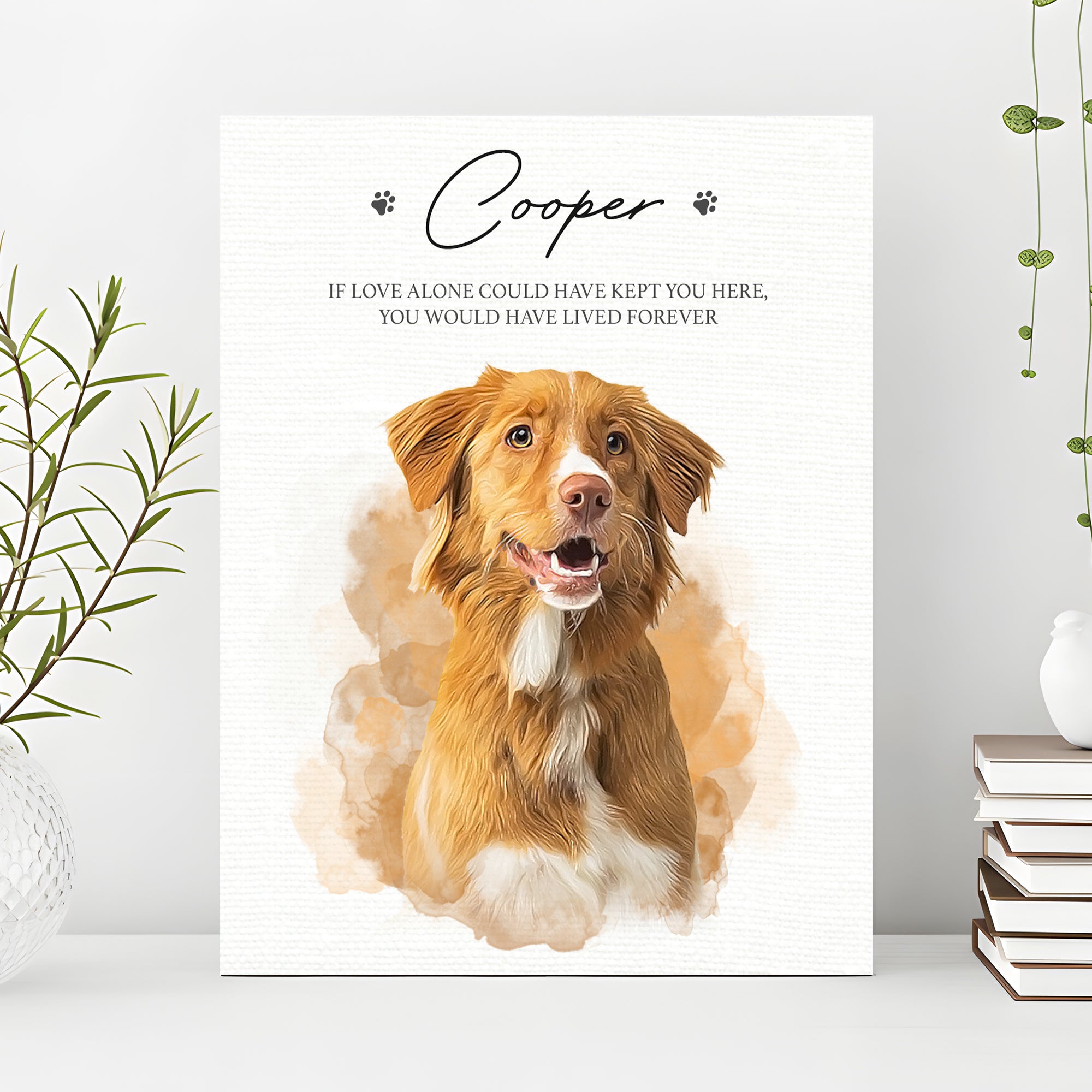 Pet Memorial Portrait Watercolor Sign If Love Alone on sale at MyriadMart