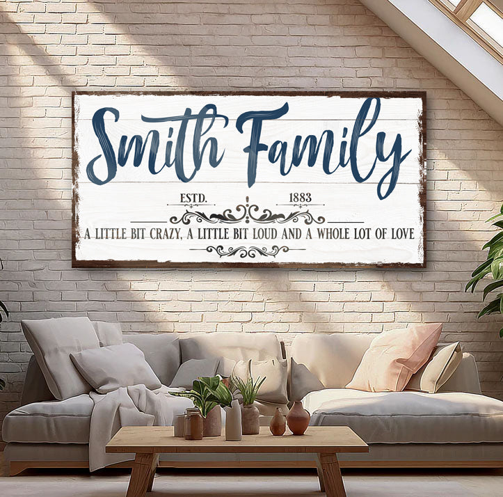 Custom Name Sign Canvas | Personalized Last Name Sign | Family A Little Bit Of Crazy Home Decor | Wedding Anniversary Gift | This is Us Sign ETSY on sale at MyriadMart