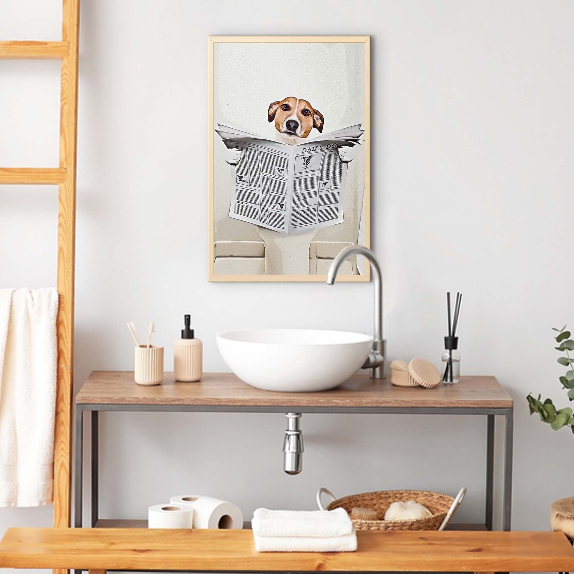 Dog Reading Newspaper Portrait Canvas Wall Art on sale at MyriadMart