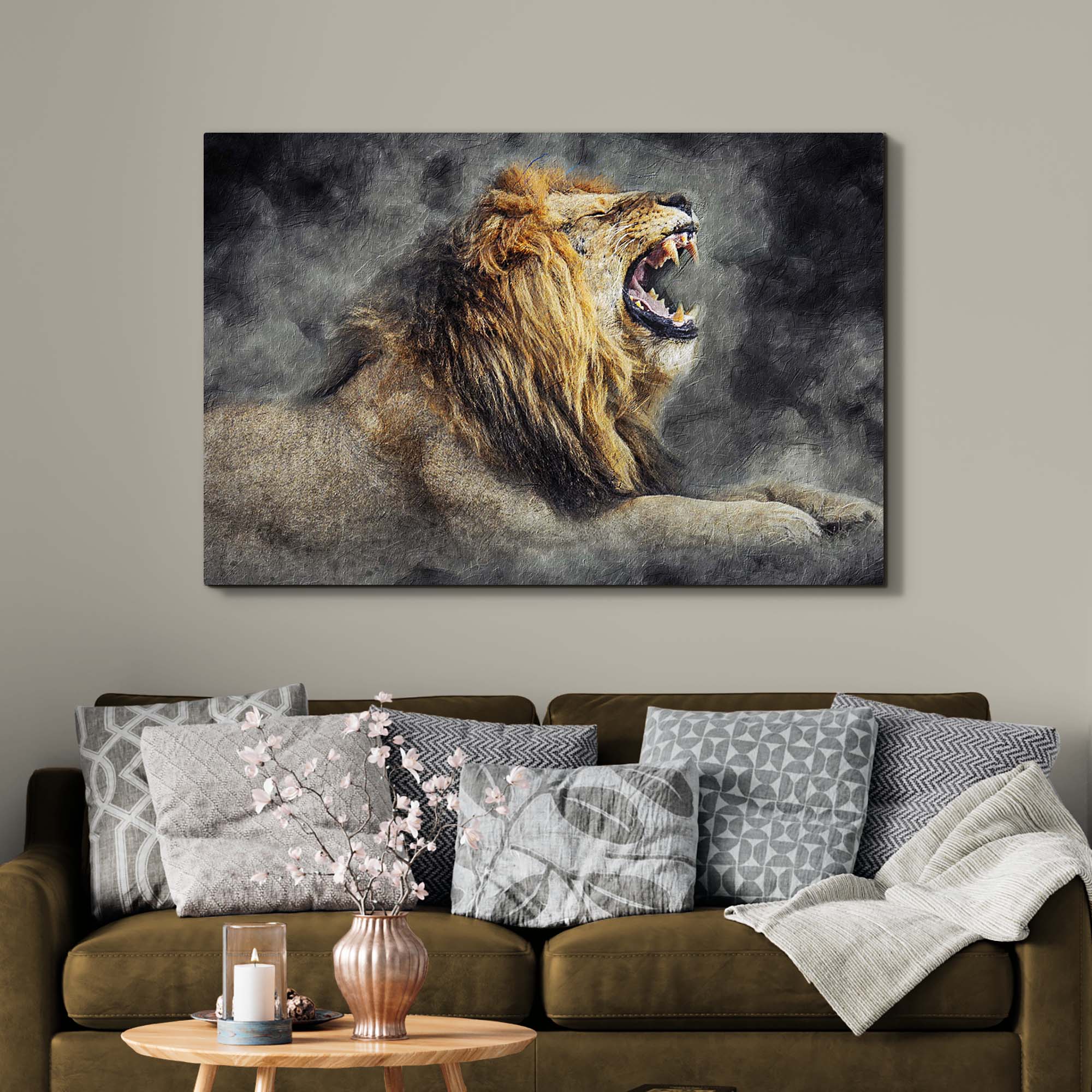 Lion Yawn Painting Canvas Wall Art on sale at MyriadMart