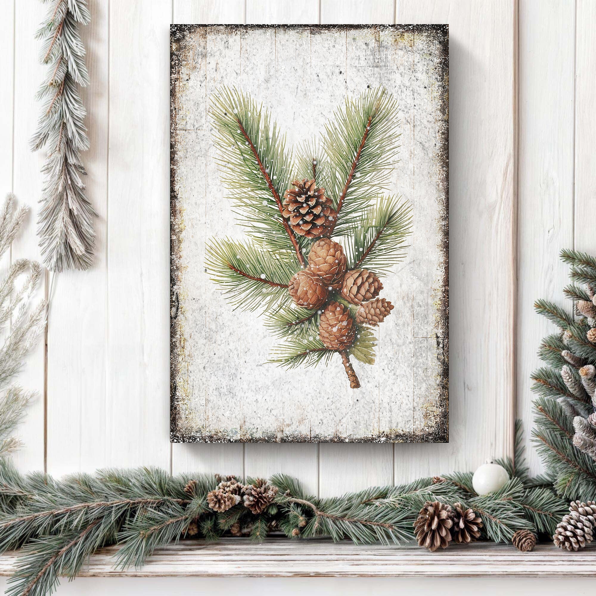 Vintage Winter Pine Cone Christmas Wall Art IV on sale at MyriadMart