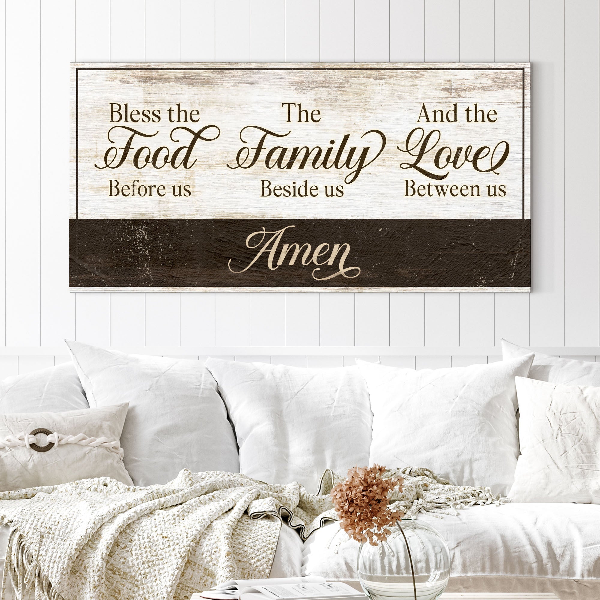 Bless The Food Before Us And The Love Between Us Sign V on sale at MyriadMart