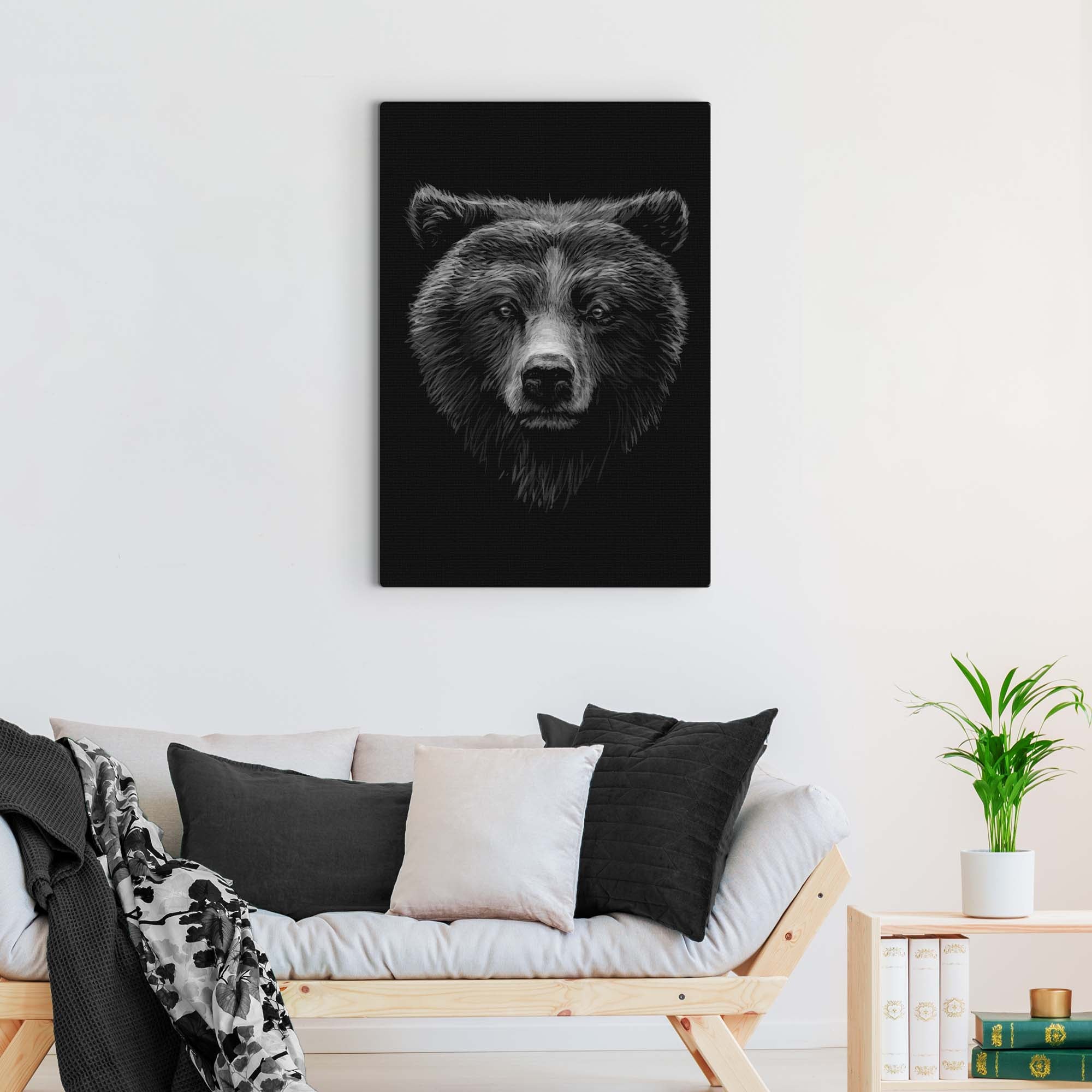 Animals Forest Bear Monochrome Canvas Wall Art on sale at MyriadMart