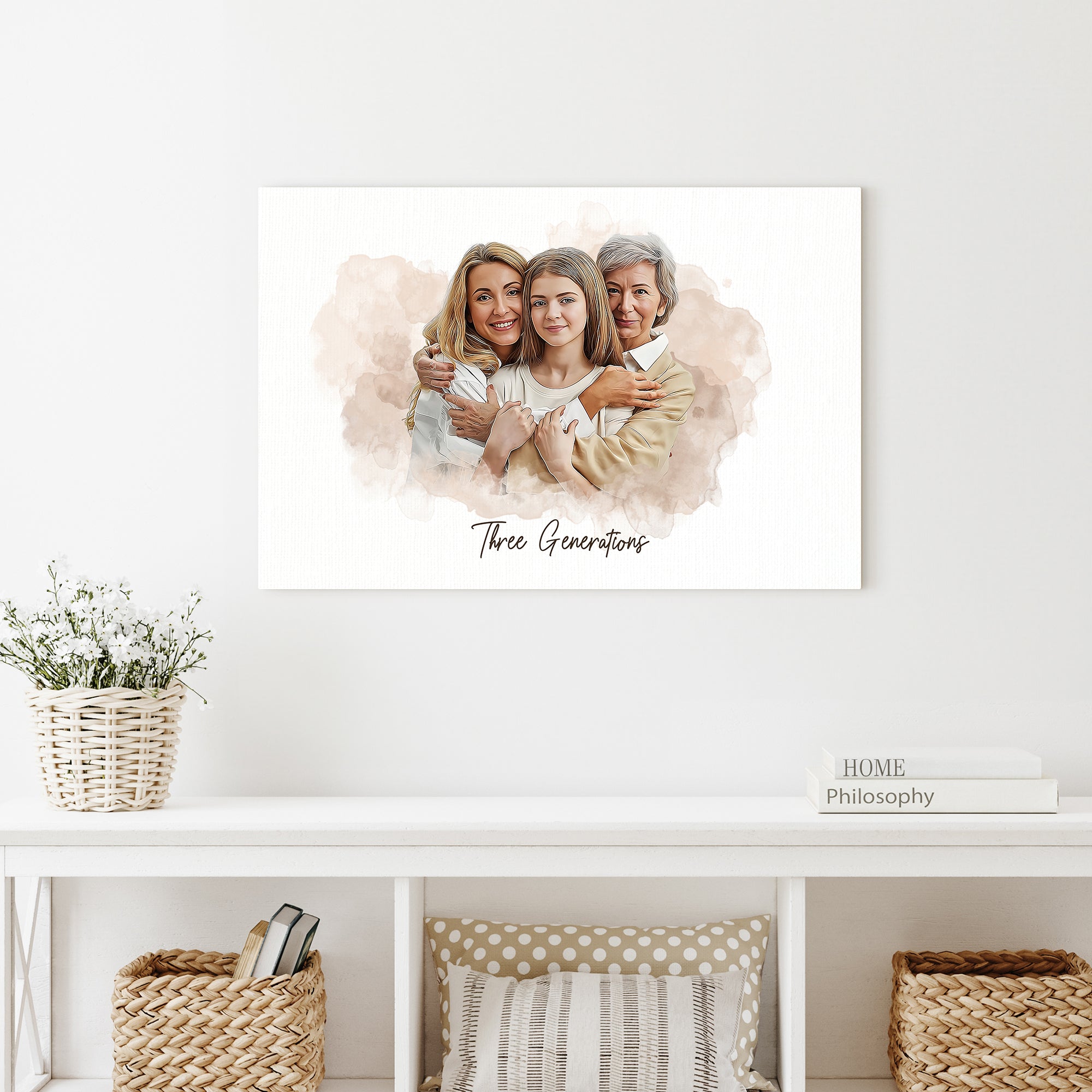 Mother's Day Watercolor Family Portrait Sign on sale at MyriadMart