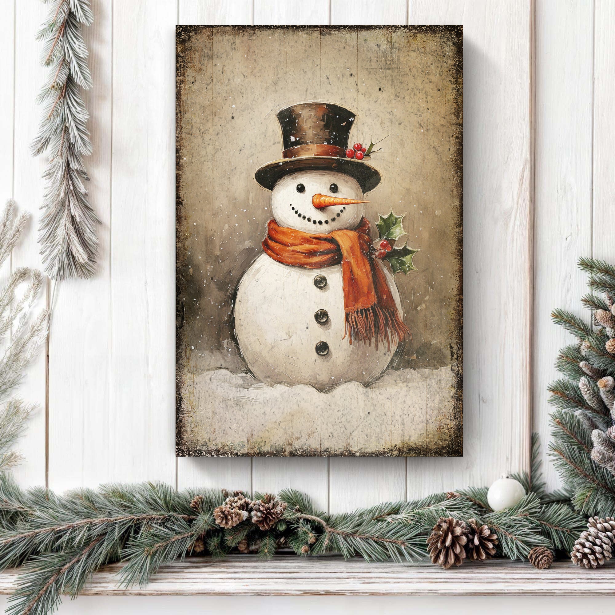 Vintage Snowman Christmas Wall Art IV on sale at MyriadMart