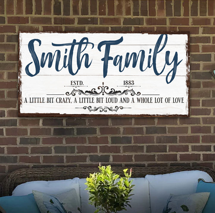 Custom Name Sign Canvas | Personalized Last Name Sign | Family A Little Bit Of Crazy Home Decor | Wedding Anniversary Gift | This is Us Sign ETSY on sale at MyriadMart