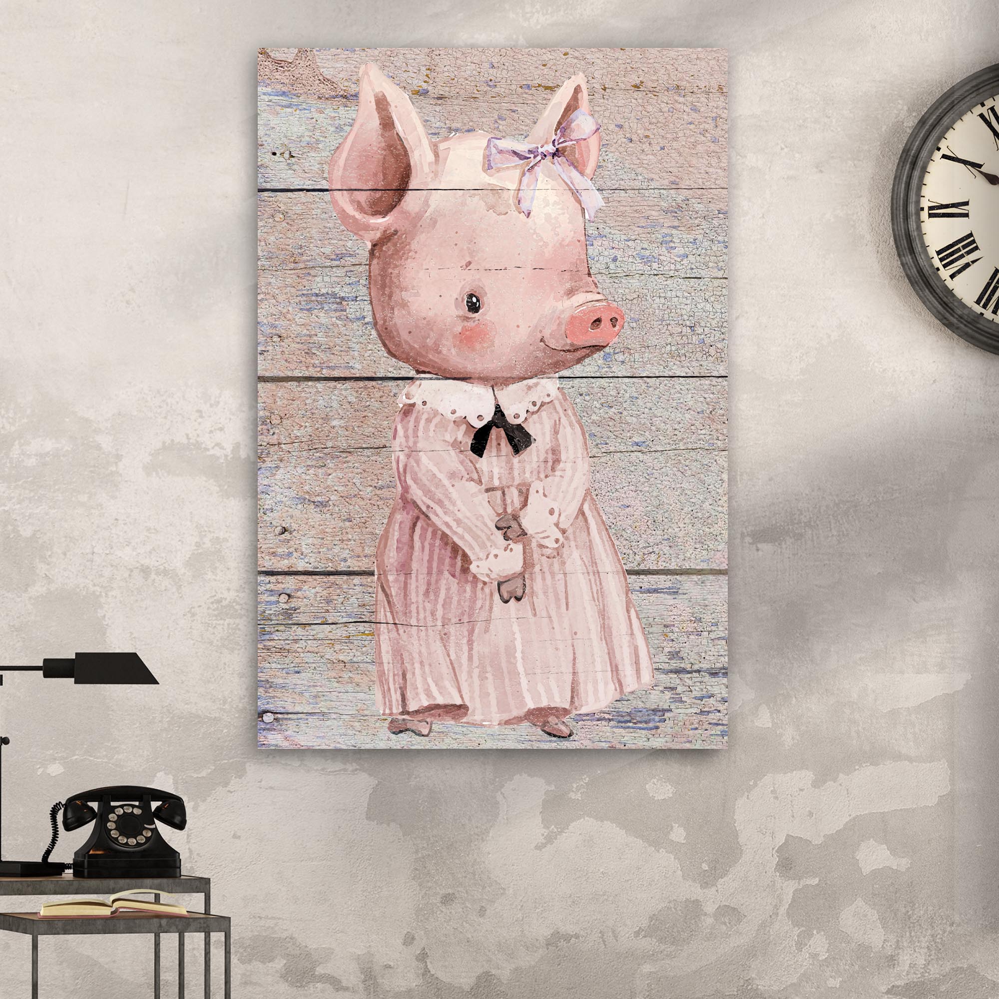 Simple Ribbon Dress Pig Canvas Wall Art on sale at MyriadMart