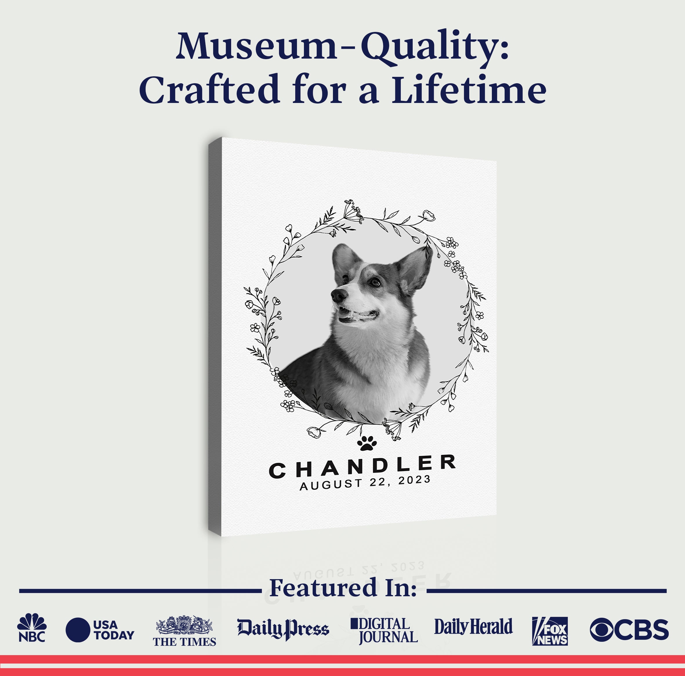 Pet Memorial Portrait Monochrome Sign on sale at MyriadMart