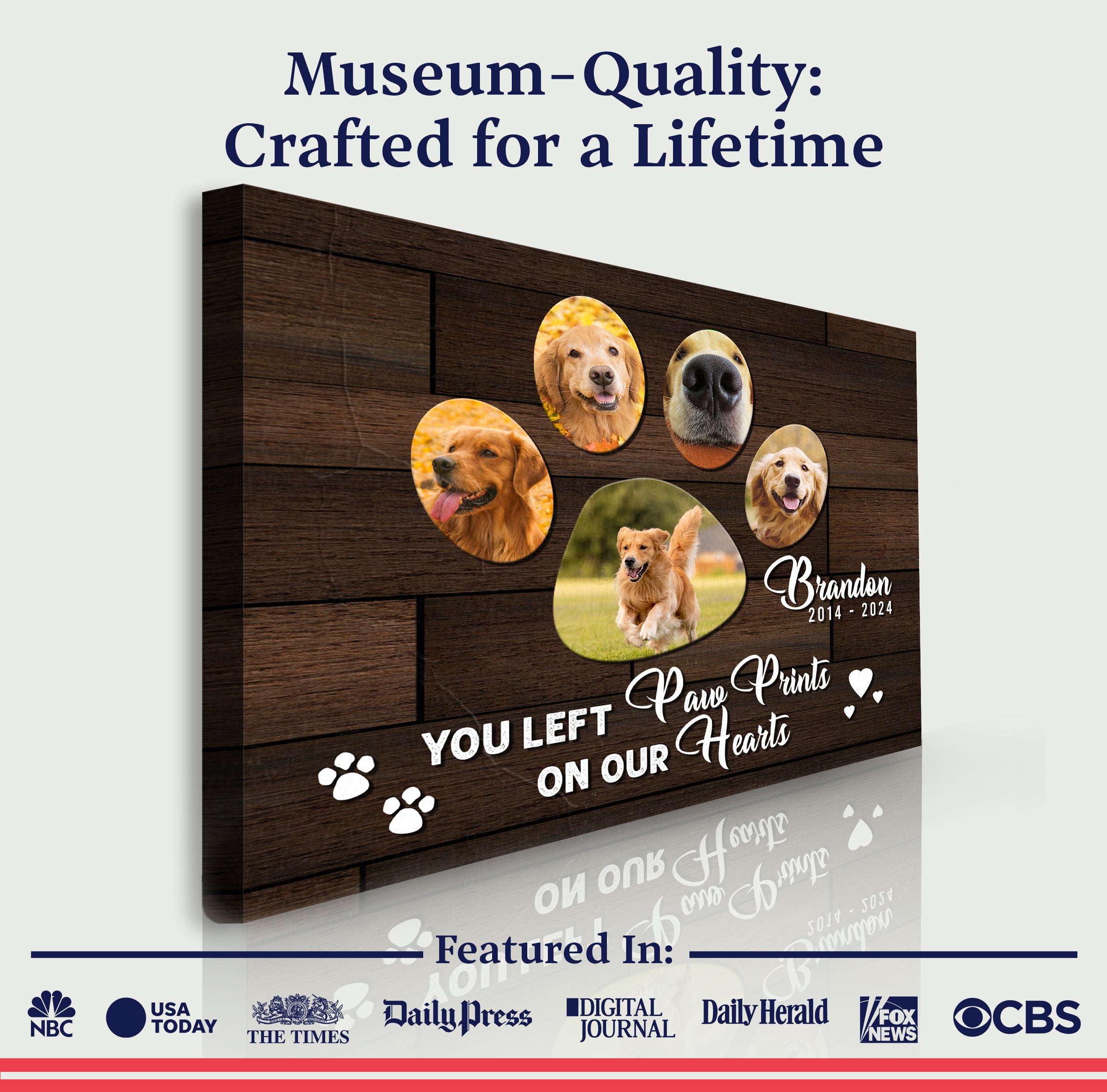 Pet Memorial Sign You Left Paw Prints On Our Hearts on sale at MyriadMart