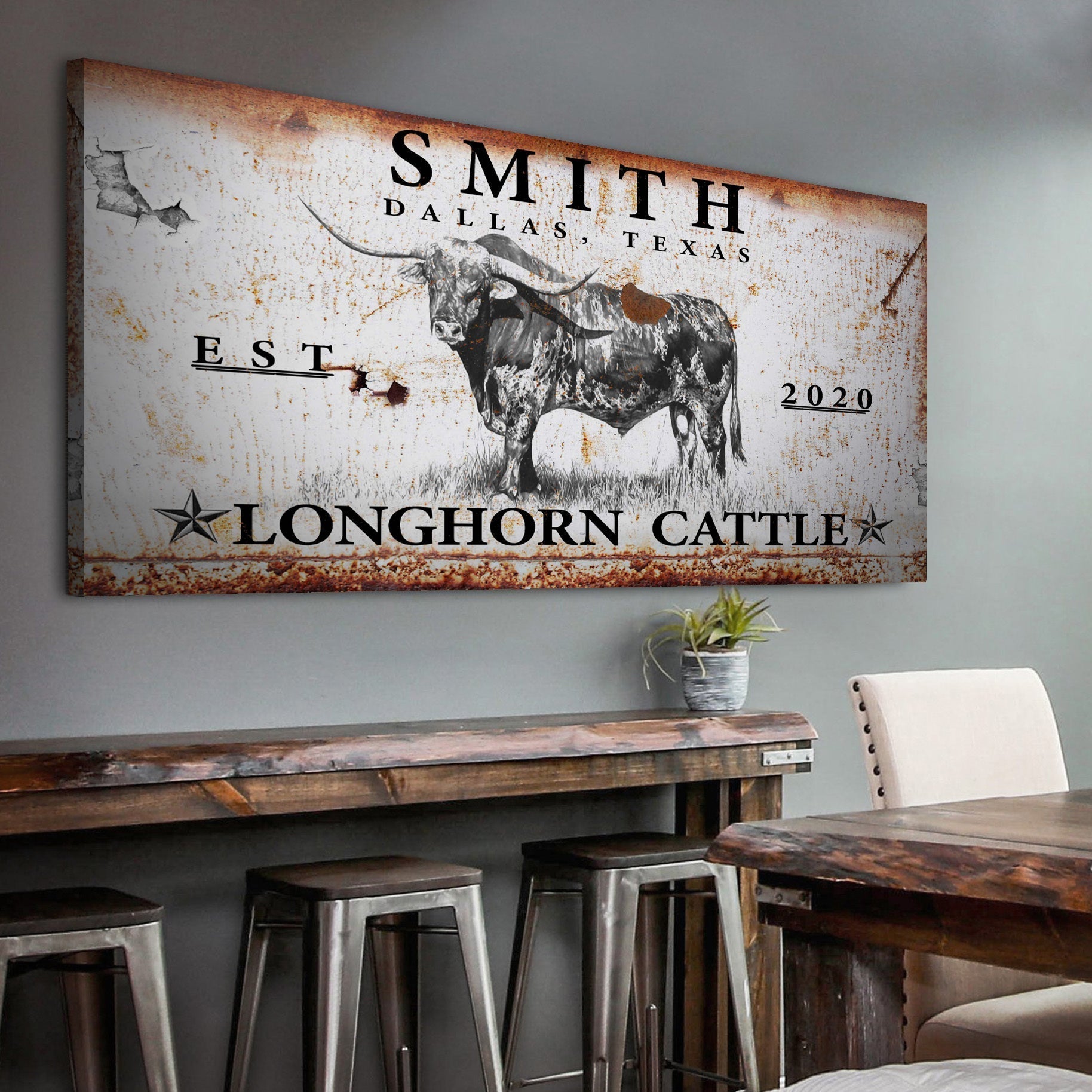 Longhorn Rustic Cattle Sign III on sale at MyriadMart