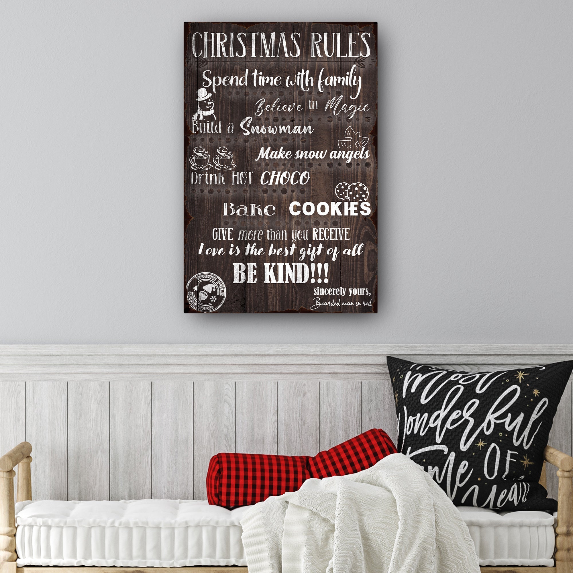 Christmas Rules Sign on sale at MyriadMart