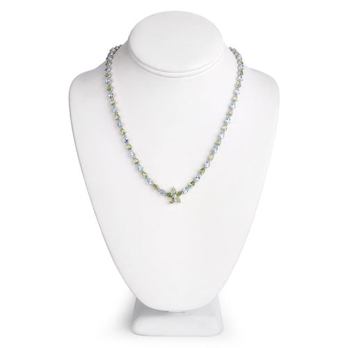 29.48 Carat Genuine Blue Topaz and Peridot .925 Sterling Silver Necklace on sale at MyriadMart
