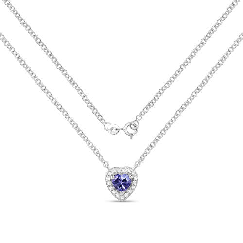 0.55 Carat Genuine Tanzanite and White Topaz .925 Sterling Silver Necklace on sale at MyriadMart