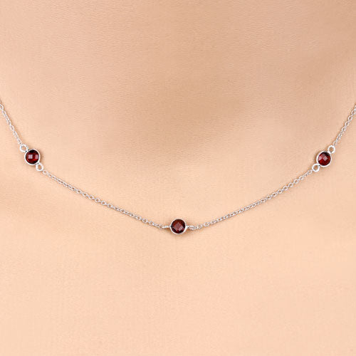 2.10 Carat Genuine Garnet .925 Sterling Silver Necklace on sale at MyriadMart