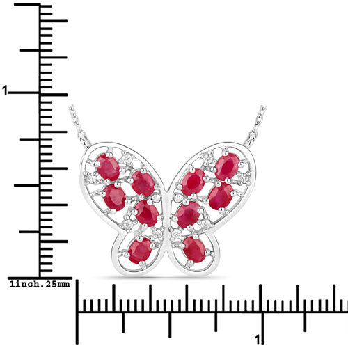 2.36 Carat Genuine Ruby and White Zircon .925 Sterling Silver Necklace on sale at MyriadMart