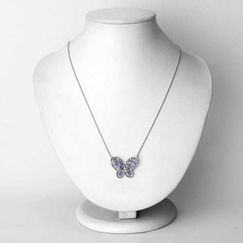 1.86 Carat Genuine Tanzanite and White Zircon .925 Sterling Silver Necklace on sale at MyriadMart