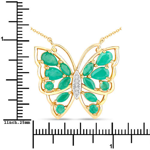 2.60 Carat Genuine Emerald and White Zircon .925 Sterling Silver Necklace on sale at MyriadMart