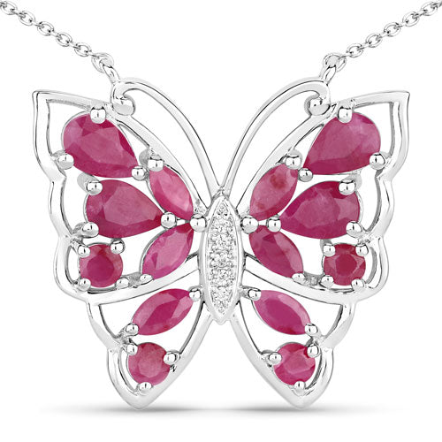 2.88 Carat Genuine Ruby and White Zircon .925 Sterling Silver Necklace on sale at MyriadMart