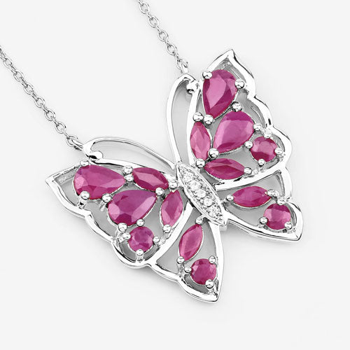 2.88 Carat Genuine Ruby and White Zircon .925 Sterling Silver Necklace on sale at MyriadMart