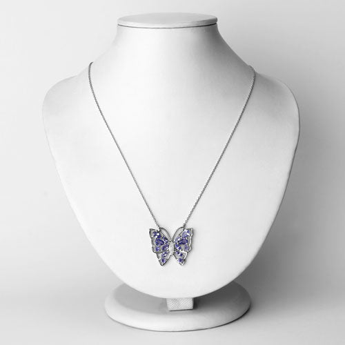 2.76 Carat Genuine Tanzanite and White Zircon .925 Sterling Silver Necklace on sale at MyriadMart