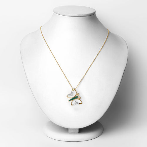 0.51 Carat Genuine Emerald and White Zircon .925 Sterling Silver Necklace on sale at MyriadMart