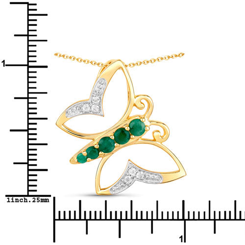 0.51 Carat Genuine Emerald and White Zircon .925 Sterling Silver Necklace on sale at MyriadMart