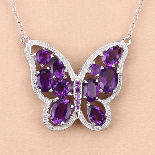 4.32 Carat Genuine Amethyst .925 Sterling Silver Necklace on sale at MyriadMart
