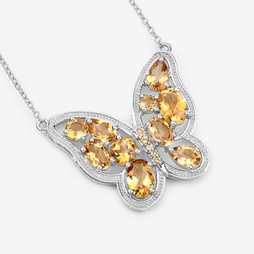 4.43 Carat Genuine Citrine .925 Sterling Silver Necklace on sale at MyriadMart