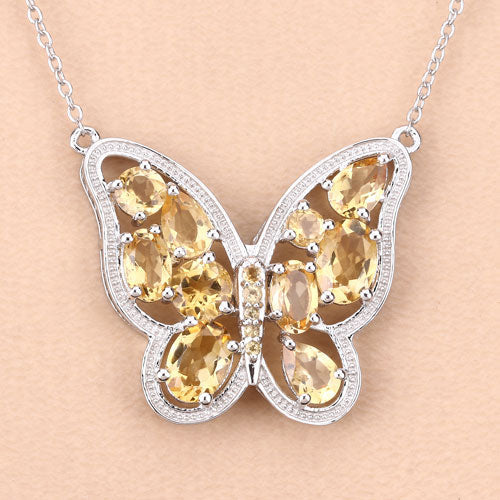 4.43 Carat Genuine Citrine .925 Sterling Silver Necklace on sale at MyriadMart