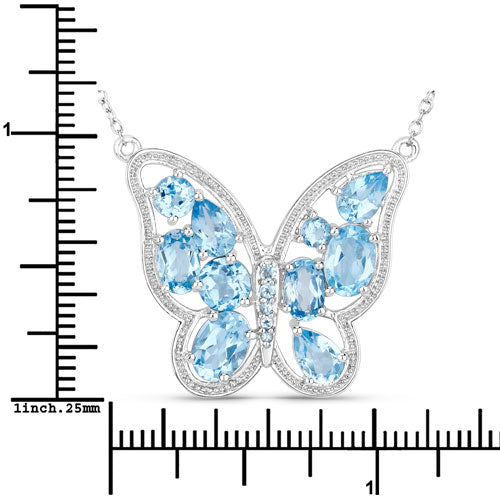 5.54 Carat Genuine Swiss Blue Topaz .925 Sterling Silver Necklace on sale at MyriadMart