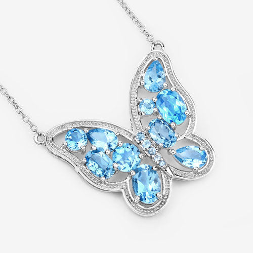 5.54 Carat Genuine Swiss Blue Topaz .925 Sterling Silver Necklace on sale at MyriadMart