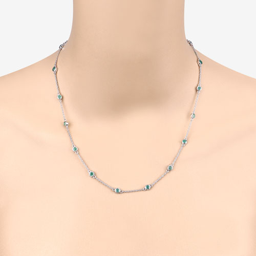 1.80 Carat Genuine Emerald .925 Sterling Silver Necklace on sale at MyriadMart