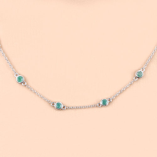 1.80 Carat Genuine Emerald .925 Sterling Silver Necklace on sale at MyriadMart