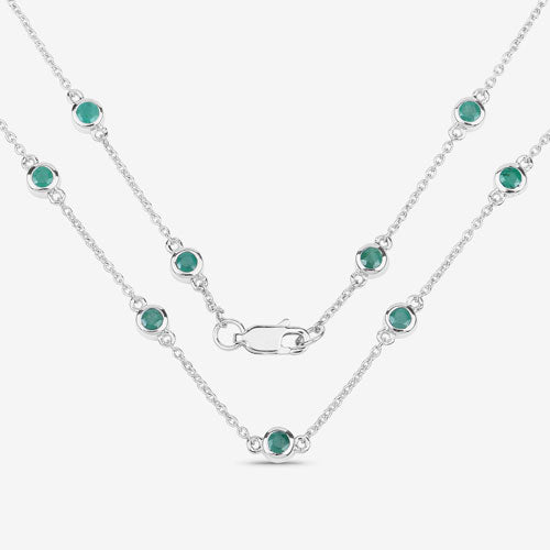 1.80 Carat Genuine Emerald .925 Sterling Silver Necklace on sale at MyriadMart