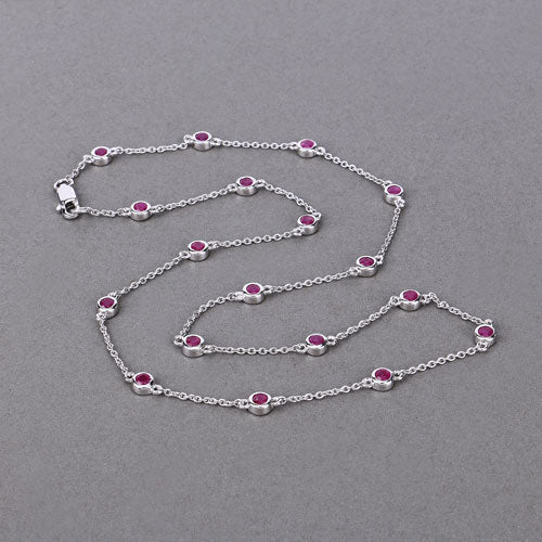 2.34 Carat Genuine Ruby .925 Sterling Silver Necklace on sale at MyriadMart