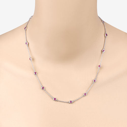2.34 Carat Genuine Ruby .925 Sterling Silver Necklace on sale at MyriadMart